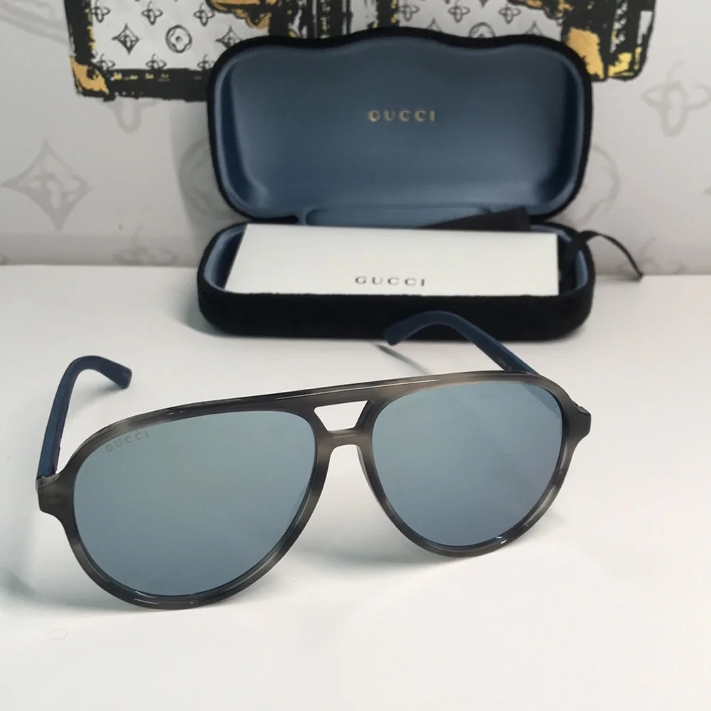 ✨ Authentic Gucci GG0423S 010 Sunglasses – Havana Blue Grey Frame ✨